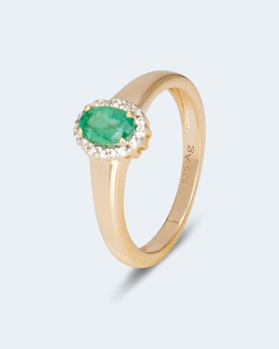 Produktabbildung für Ring mit Smaragd & Zirkonen