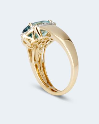 Ring mit blauem Zirkon & Diamanten