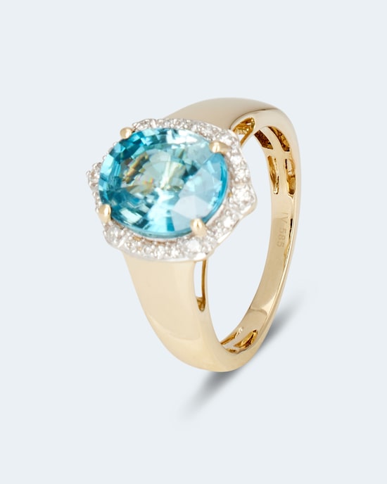 Produktabbildung für Ring mit blauem Zirkon & Diamanten