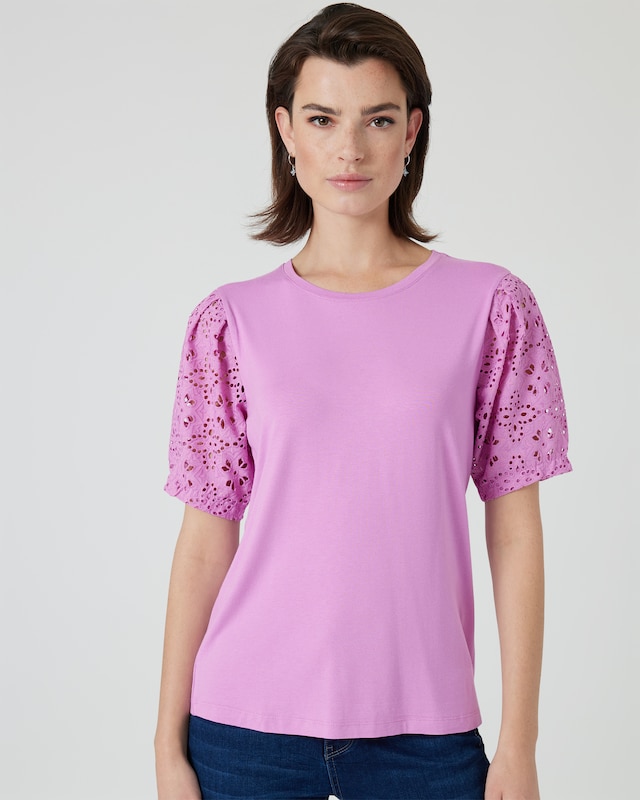Shirt mit Broderie Anglaise