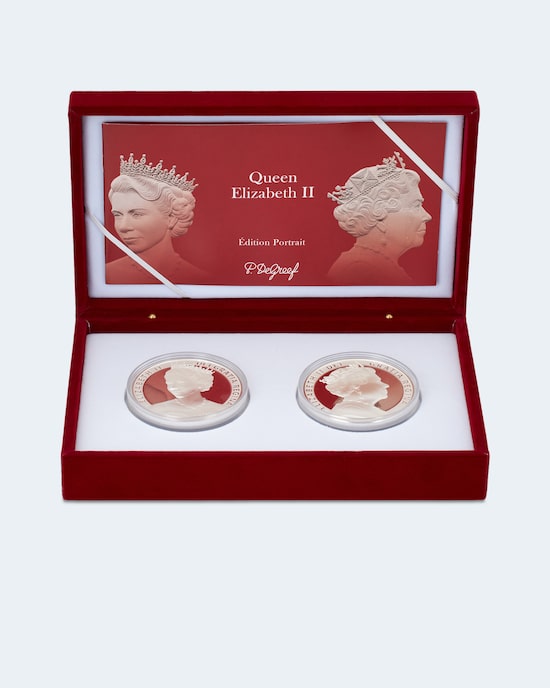 Produktabbildung für Silbermünze mit Queen Porträt, 2tlg.
