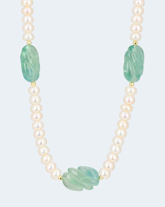 Produktabbildung für Collier mit Fluorit und Süßwasserzuchtperlen