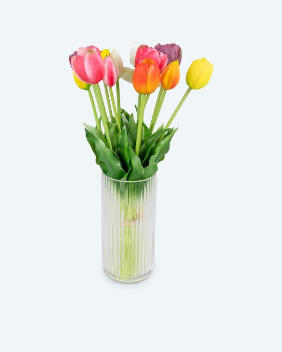 Produktabbildung für Real-Touch-Tulpen in Glasvase