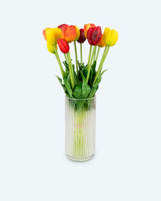 Produktabbildung für Real-Touch-Tulpen in Glasvase