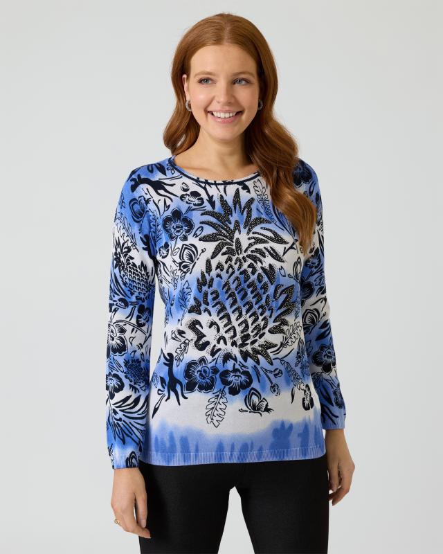 Pullover mit Tropical-Print