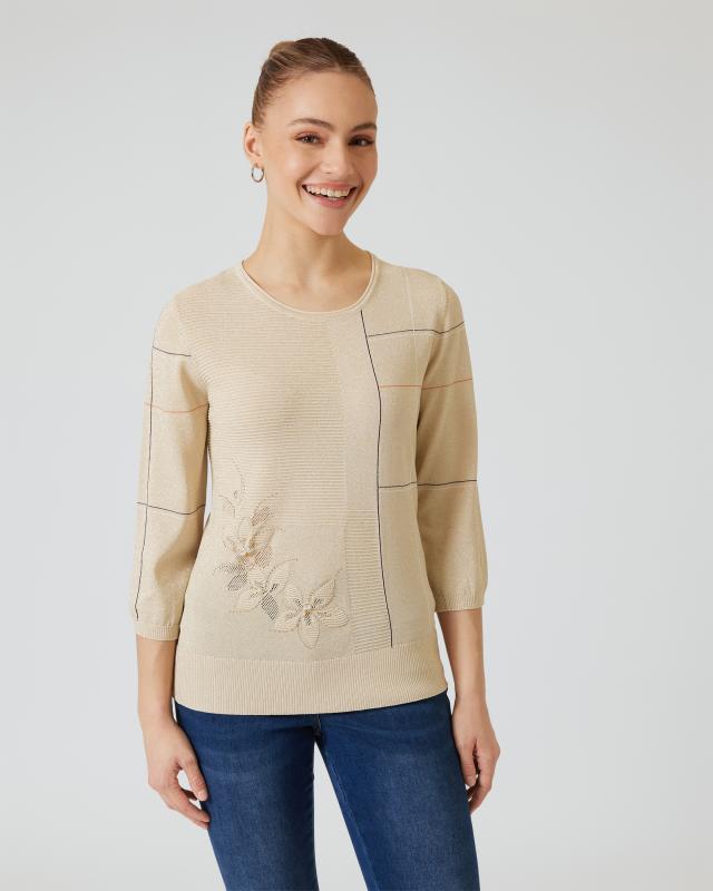 Glow Pullover mit Grafik- und Blütenmotiv
