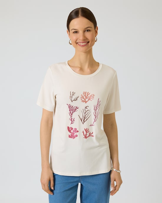 Produktabbildung für Shirt mit Korallendruck und Stickerei