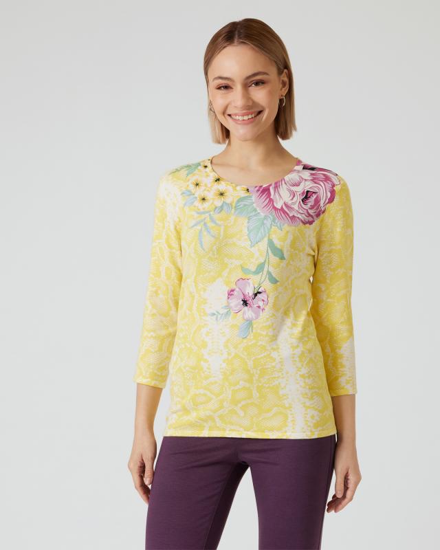 Pullover mit Blüten- und Schlangendruck