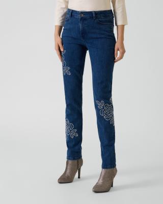 Jeans mit Hot-Fix-Rosen-Deko