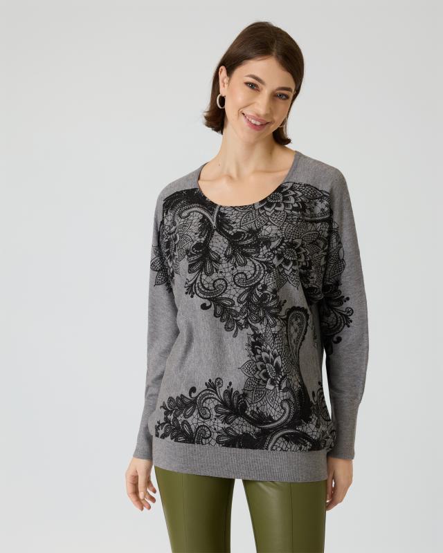 Pullover mit Kontrast-Blütendruck