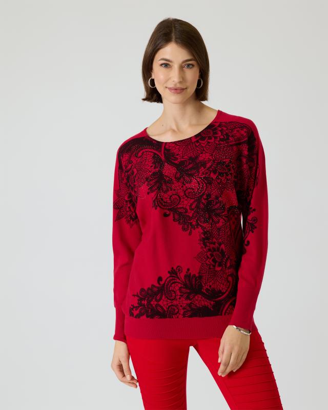 Pullover mit Kontrast-Blütendruck