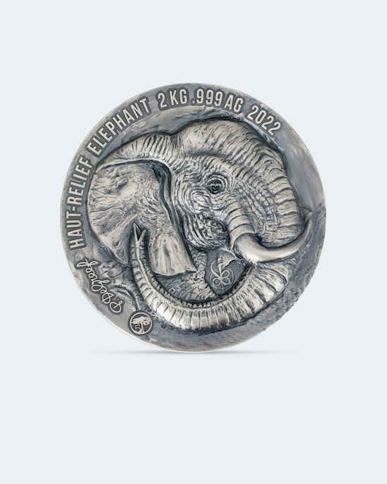 Produktabbildung für De Greef 2-Kilo-Silbermünze Elephant 2022