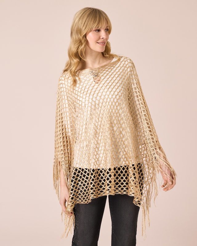 Poncho mit Fransen