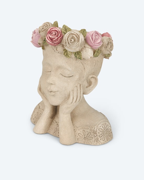 Produktabbildung für Skulptur-Blumentopf "Kopf mit Rosen"