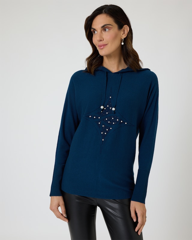 Kapuzenpullover mit Logo-Applikation
