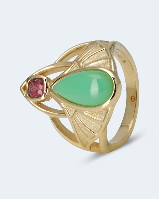 Produktabbildung für Ring mit Chrysopras und Turmalin