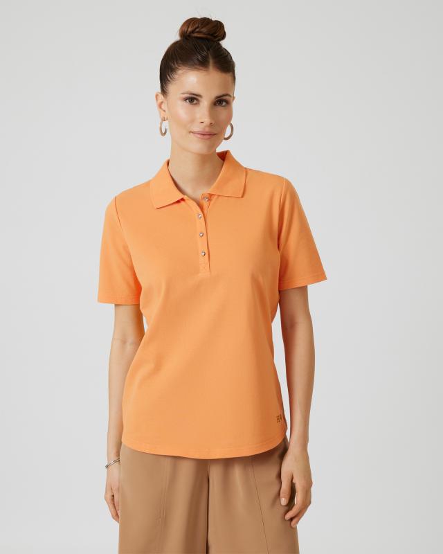 Piqué-Poloshirt mit Strass-Knöpfen