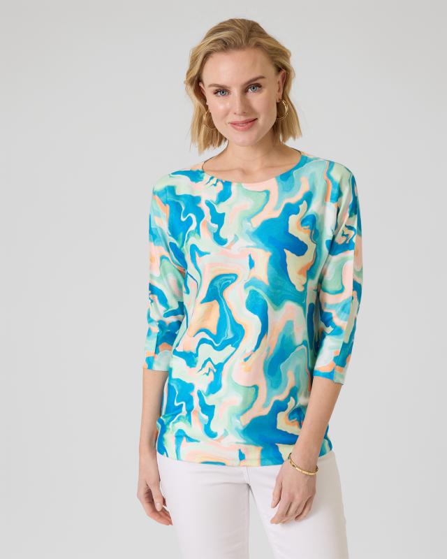 Pullover mit Aquafarbenprint