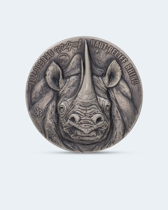 Produktabbildung für Silbermünze de Greef Premium Edition Rhinozeros