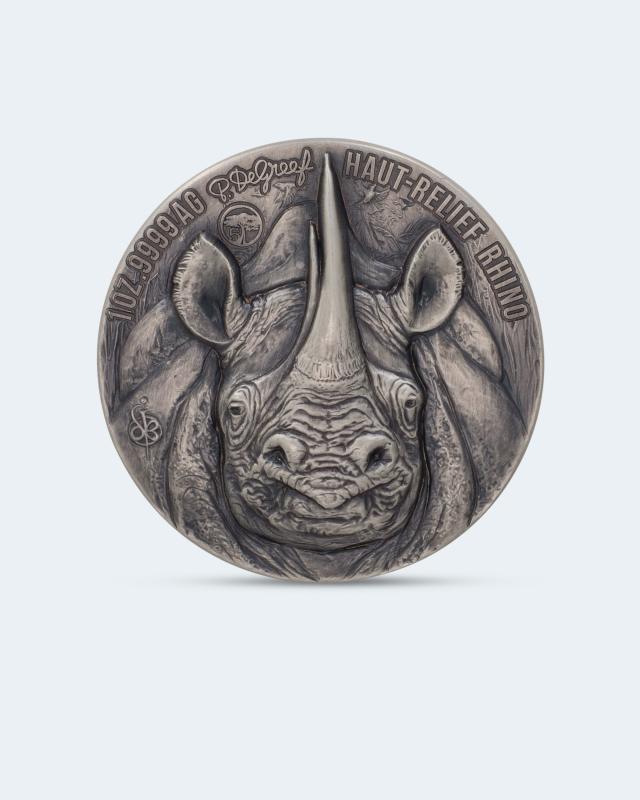 Silbermünze de Greef Premium Edition Rhinozeros