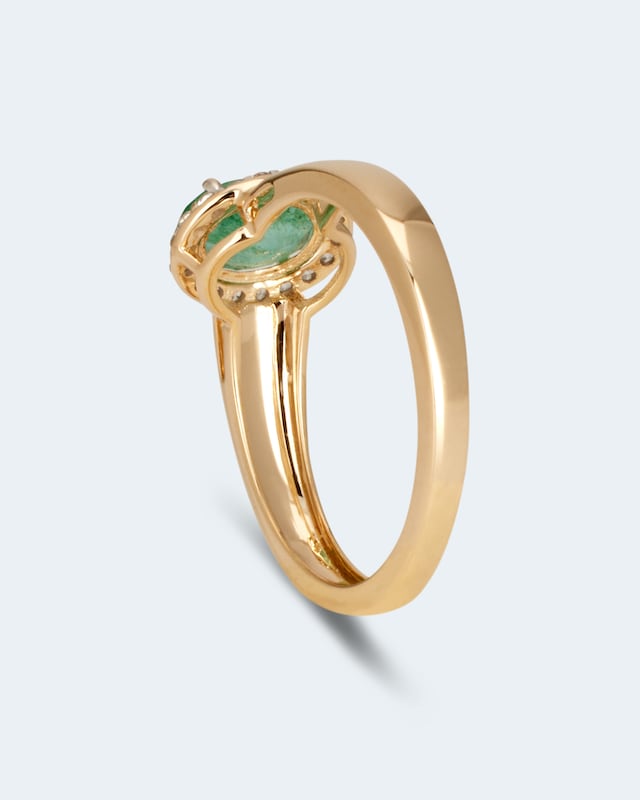 Ring mit Sambia Smaragd und Zirkon