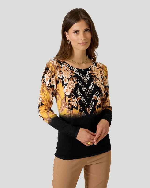 Pullover mit Rosen- und Animal-Druck