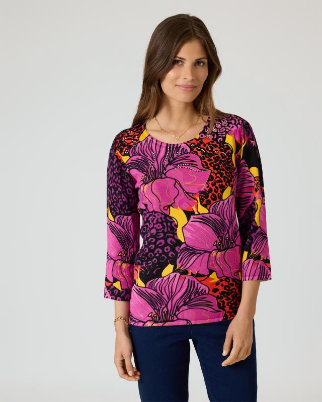 Classic Pullover "Blumen-Leo-Mix"