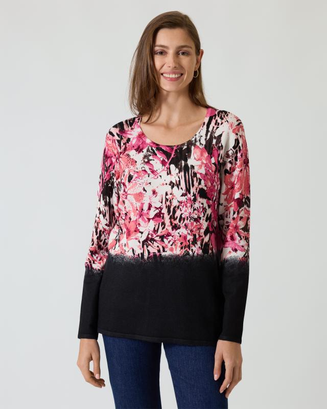 Pullover mit Blüten- und Blätter-Print