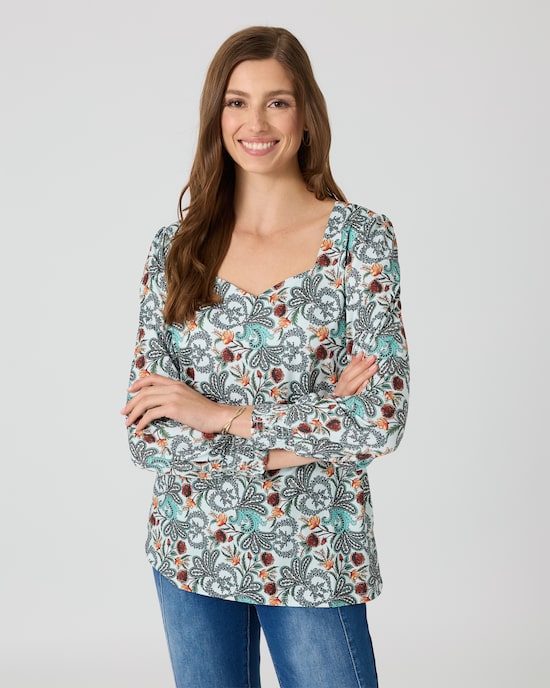 Produktabbildung für Shirt mit Paisley-Blumendruck