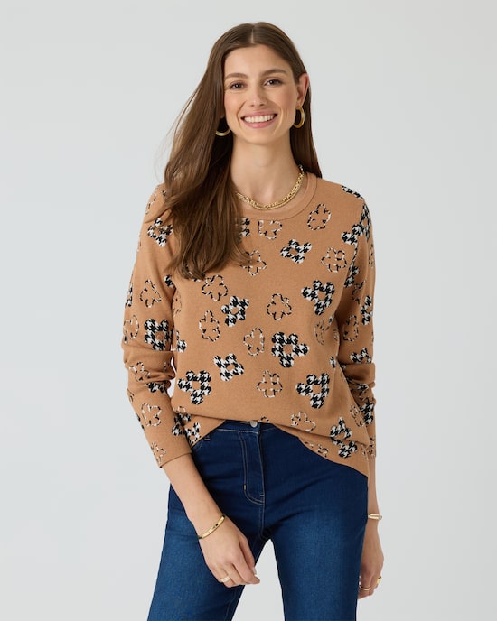 Produktabbildung für Jacquard-Pullover im Hahnentritt-Design