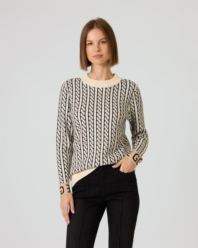 Jacquard-Pullover mit Glitzer-Bündchen