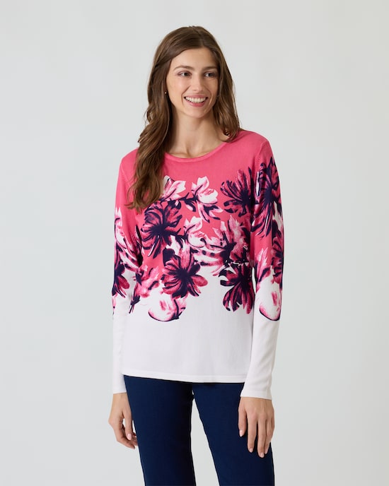 Produktabbildung für Pullover mit Blüten-Print