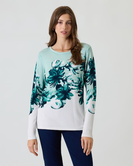 Produktabbildung für Pullover mit Blüten-Print