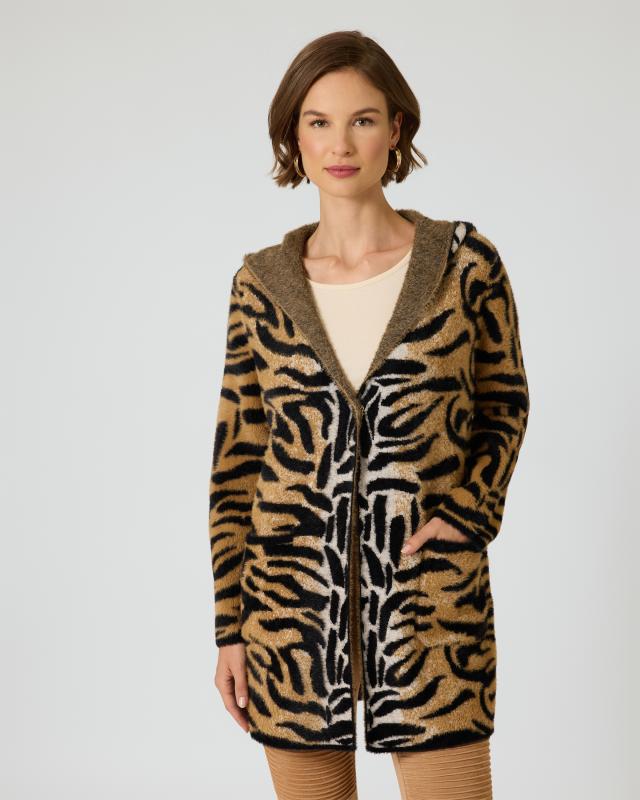 Cardigan mit Tiger-Print