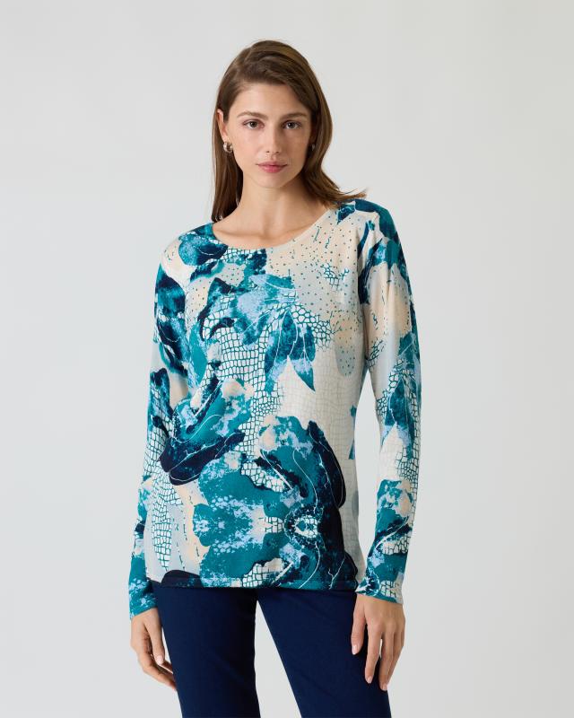 Pullover mit Animal-Blüten-Druck