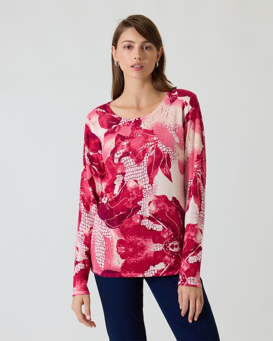 Produktabbildung für Pullover mit Animal-Blüten-Druck