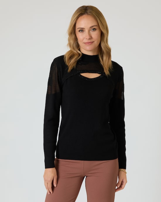 Produktabbildung für Pullover mit Spitzeneinsatz