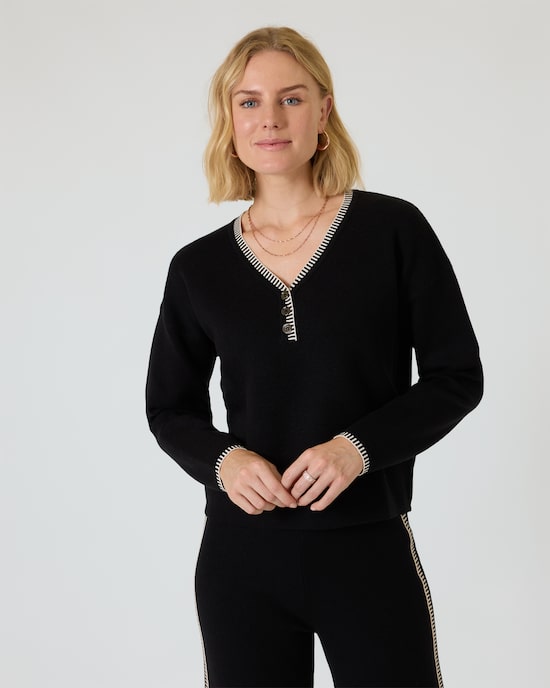 Produktabbildung für Strickpullover mit Streifenbündchen