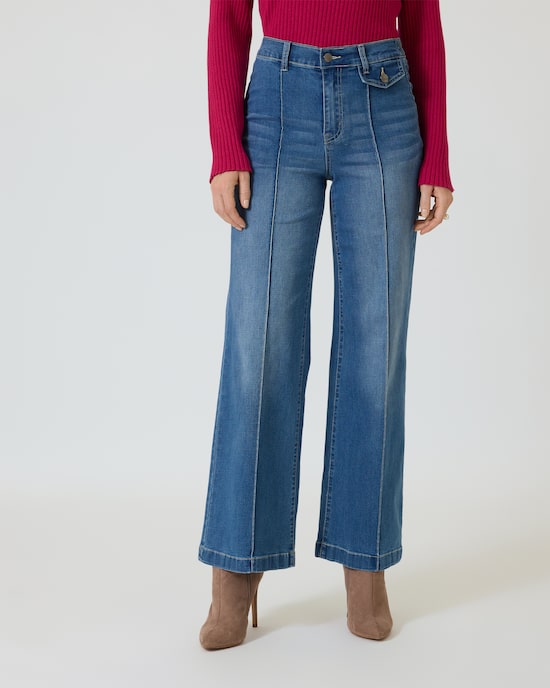 Produktabbildung für Flared-Jeans mit Ziernähten