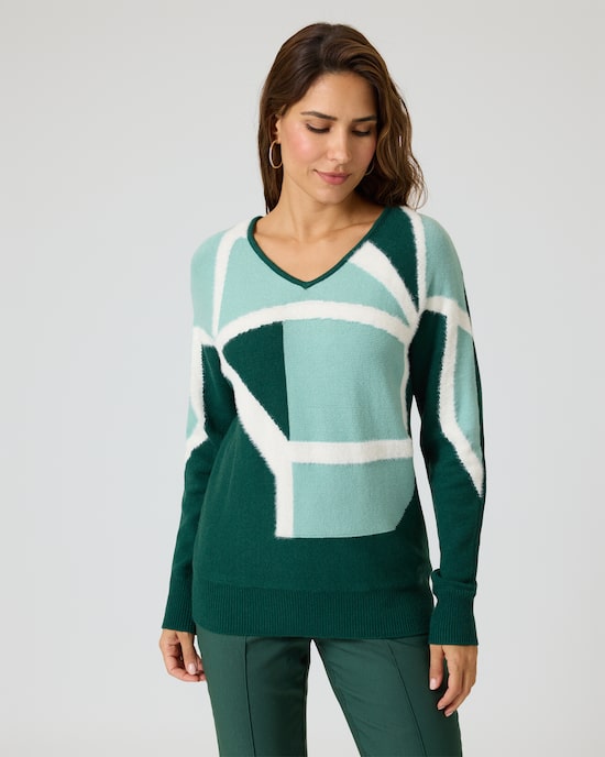 Produktabbildung für Flauschgarn-Pullover im Geometric-Design