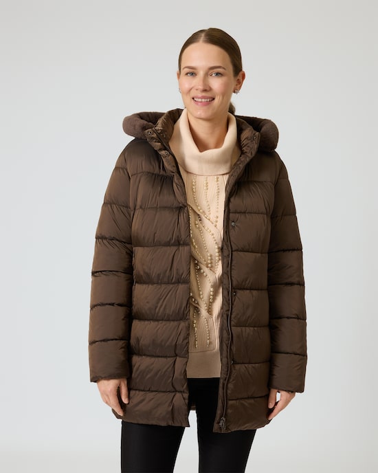 Produktabbildung für Steppjacke mit Kapuze & Fake-Fur