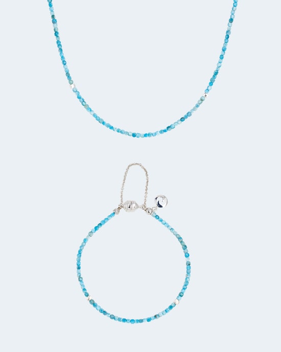 Produktabbildung für Collier & Armband mit Apatit, Larimar & Hämatit