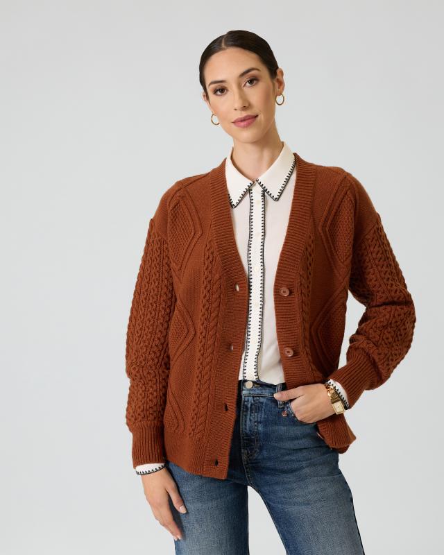 Cardigan mit Zopfstrickmuster