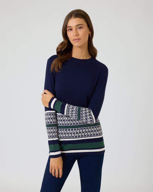 Midi-Pullover mit Jacquard-Muster