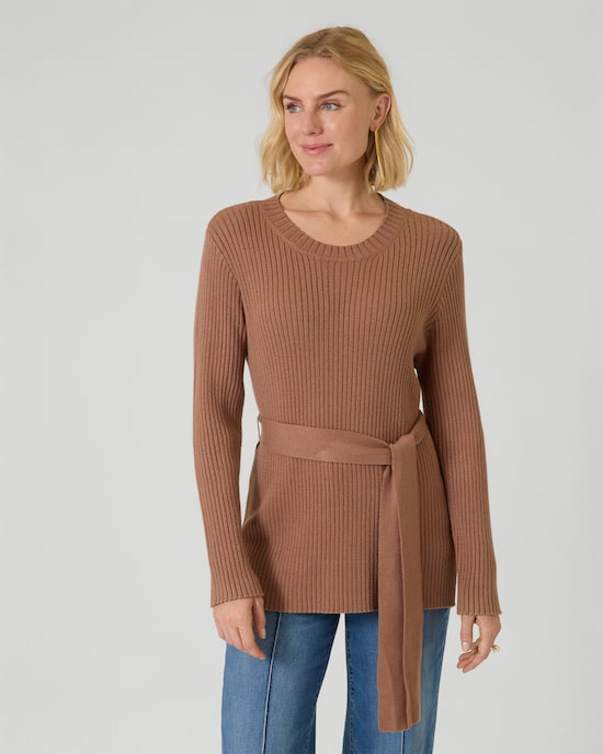 Produktabbildung für Longpullover zum Binden