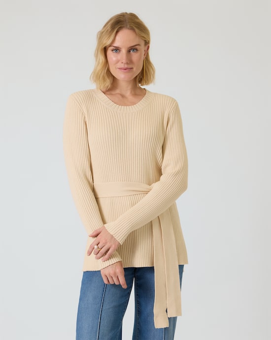 Produktabbildung für Longpullover zum Binden