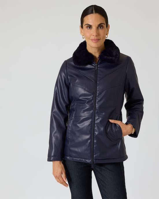 Produktabbildung für Steppjacke in Leder-Optik