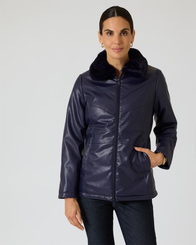 Steppjacke in Leder-Optik