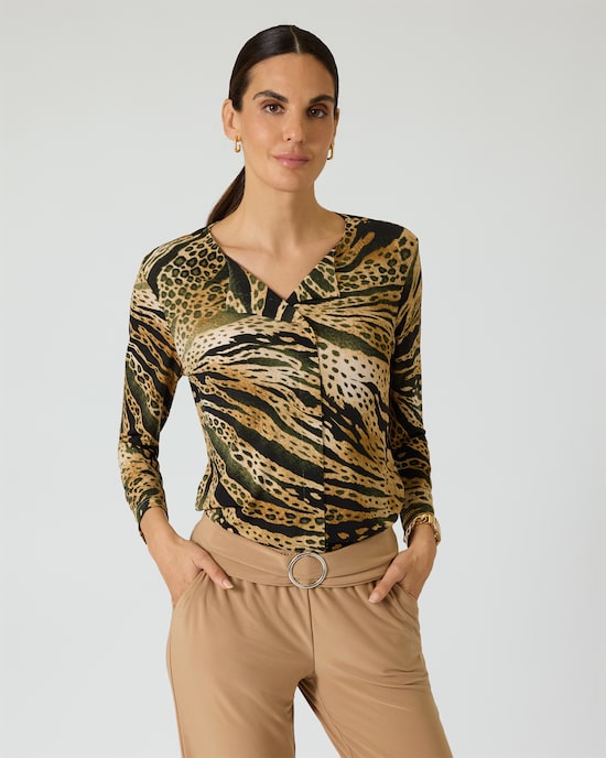 Produktabbildung für Blusenshirt mit Animal-Print