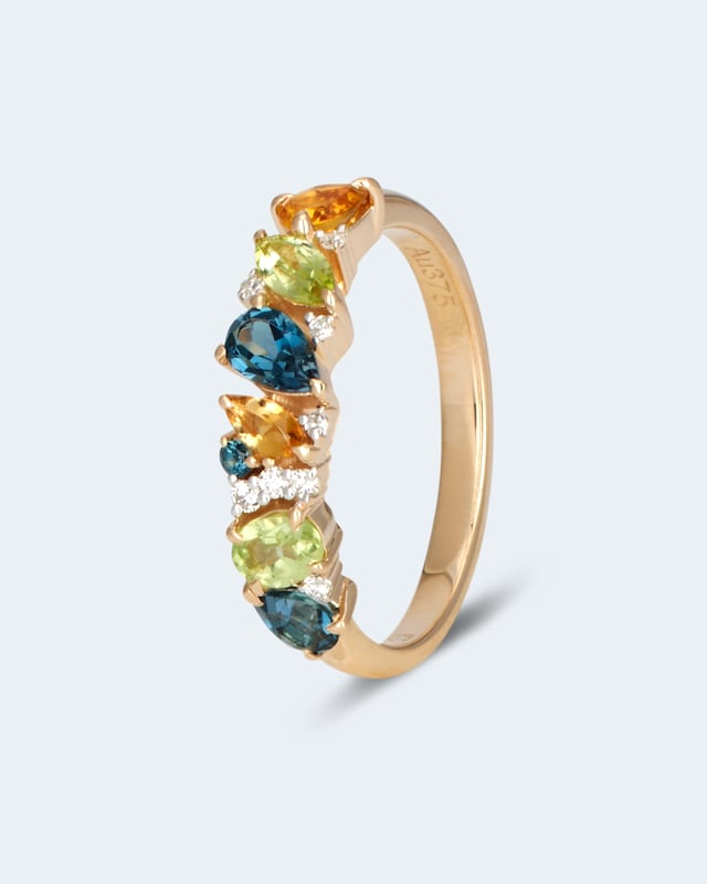 Ring mit Edelsteinmix, Diamanten & Brillanten